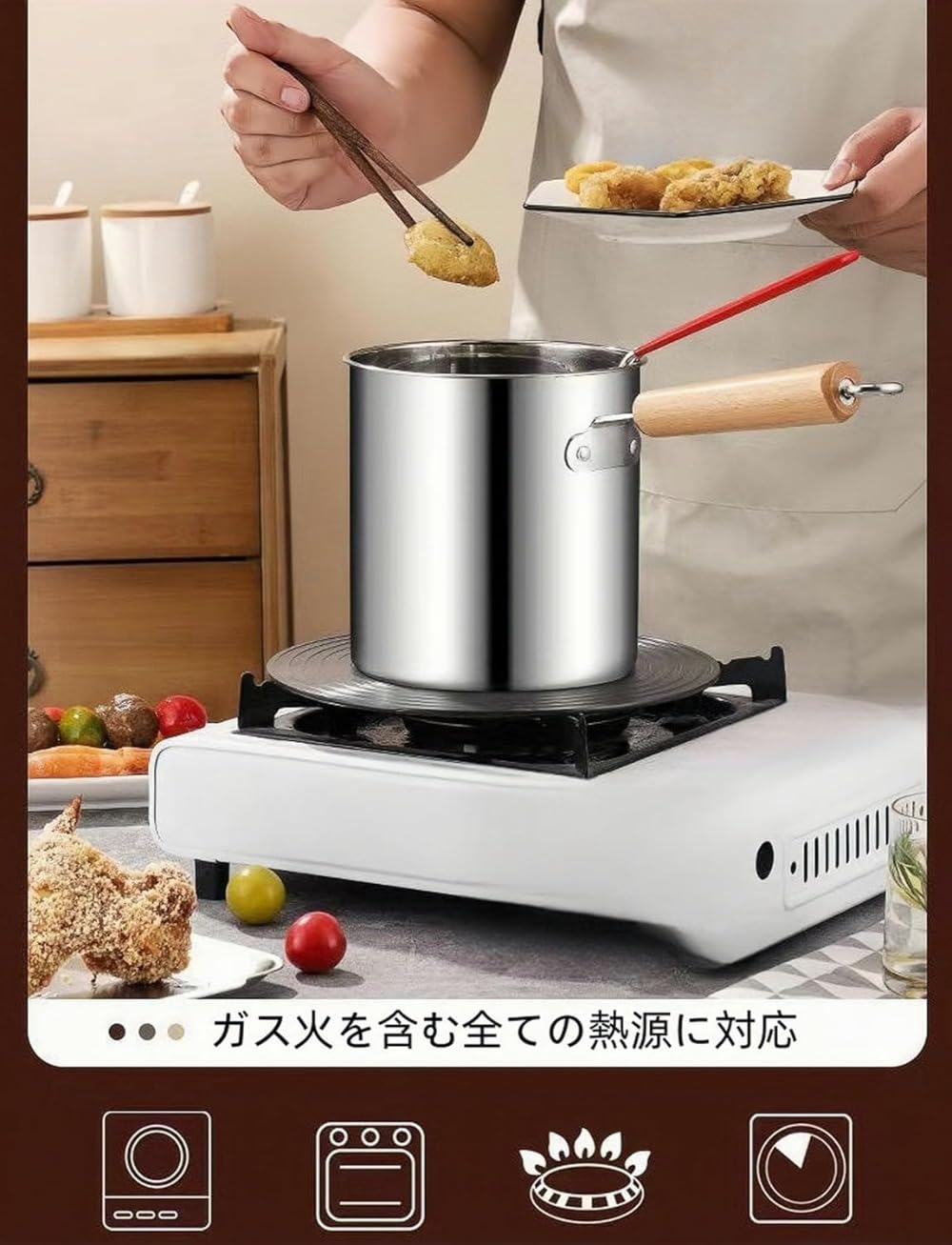 ステンレス 揚げ物鍋 フライバスケット付き Amazon｜揚げ鍋 天ぷら鍋 揚げ物用鍋 小さい深型ステンレス製
