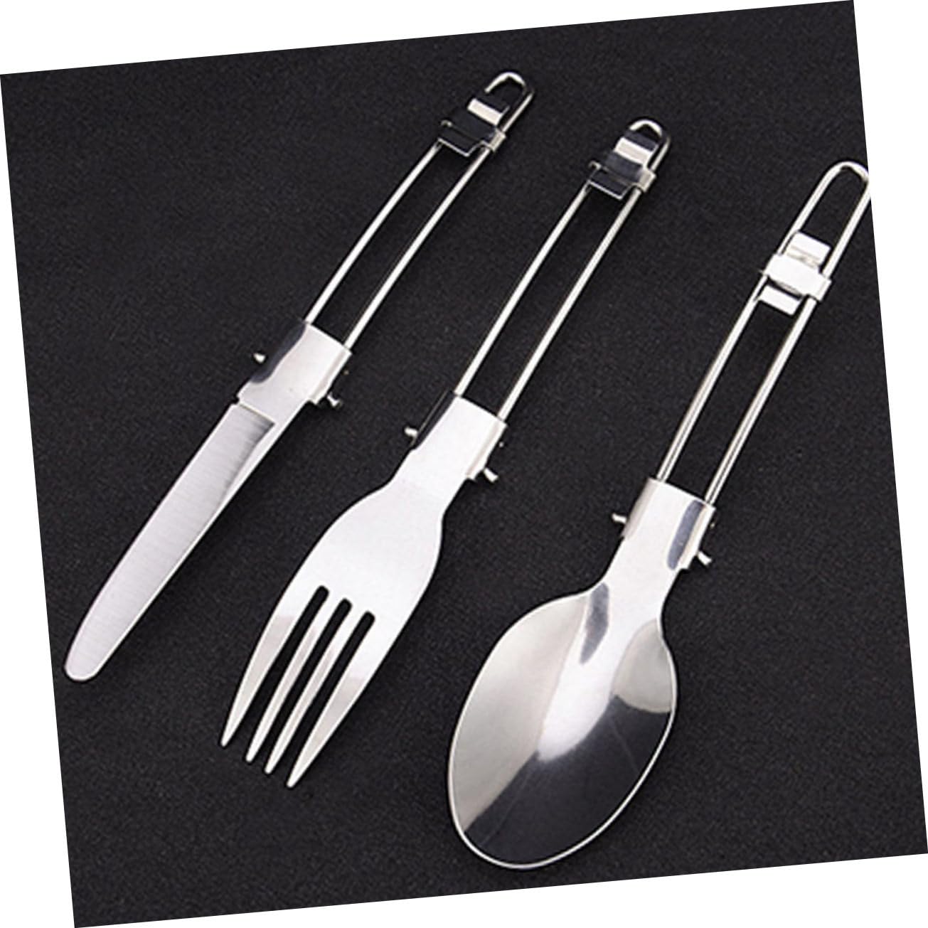 Kisangel 4 Set Utensili Pieghevoli Inossidabile Forchette e Cucchiai per Picnic e Attività