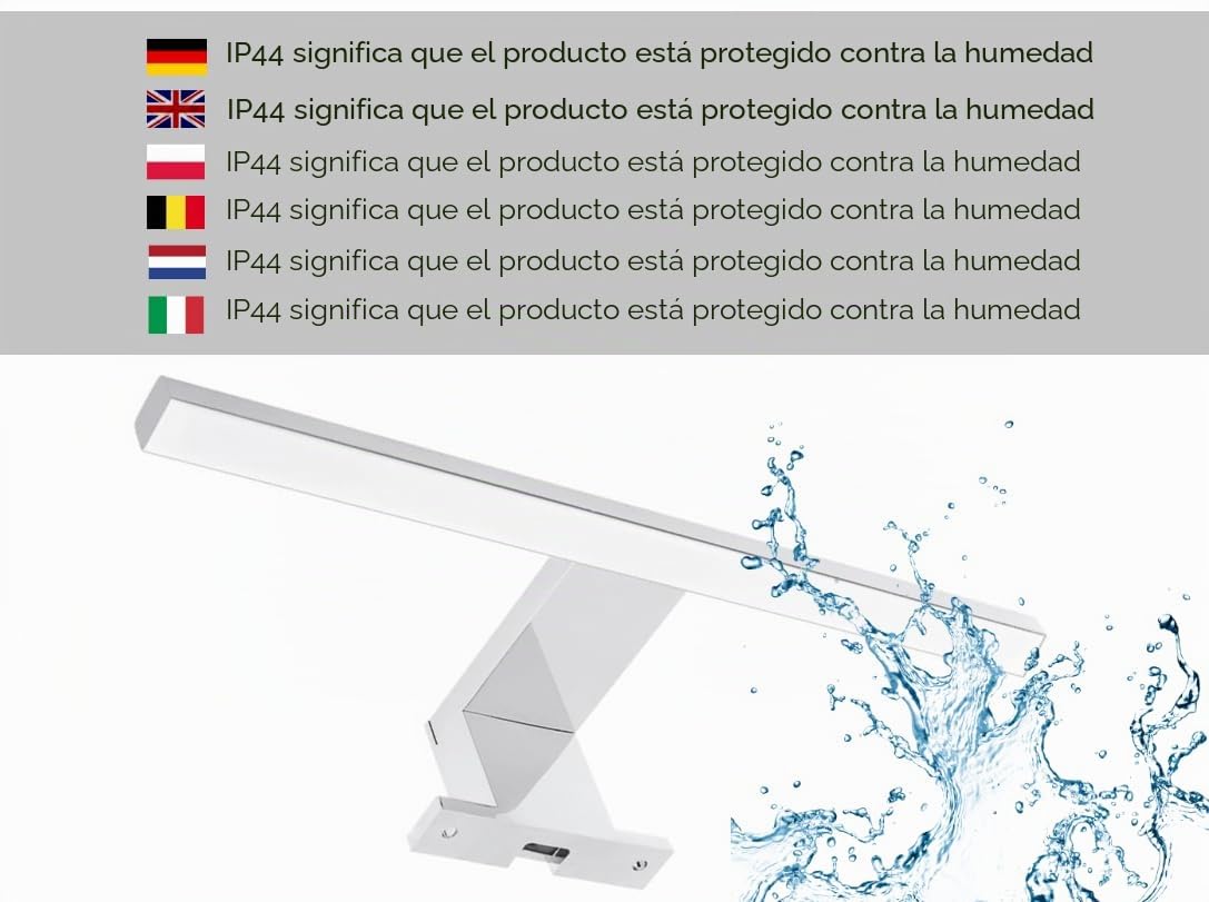 Espejo de Baño con Luz LED 4000K IP44 Blanco 50 x 60 cm Espejo de Pared Rectangular Moderno con Estantes y Regal