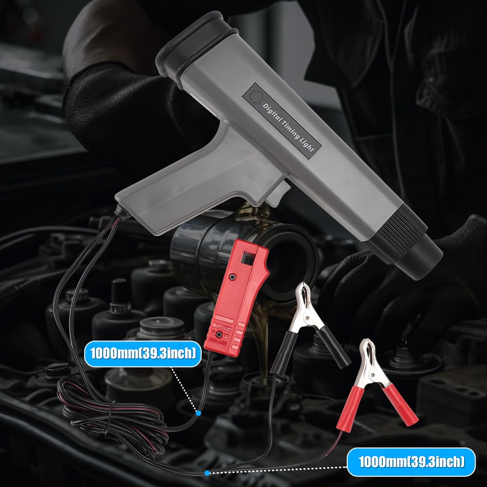 di controllo digitale del motore, luce stroboscopica induttiva, 12 V, per auto, moto, marina, materiali: ABS, display digitale, design ergonomico della pistola