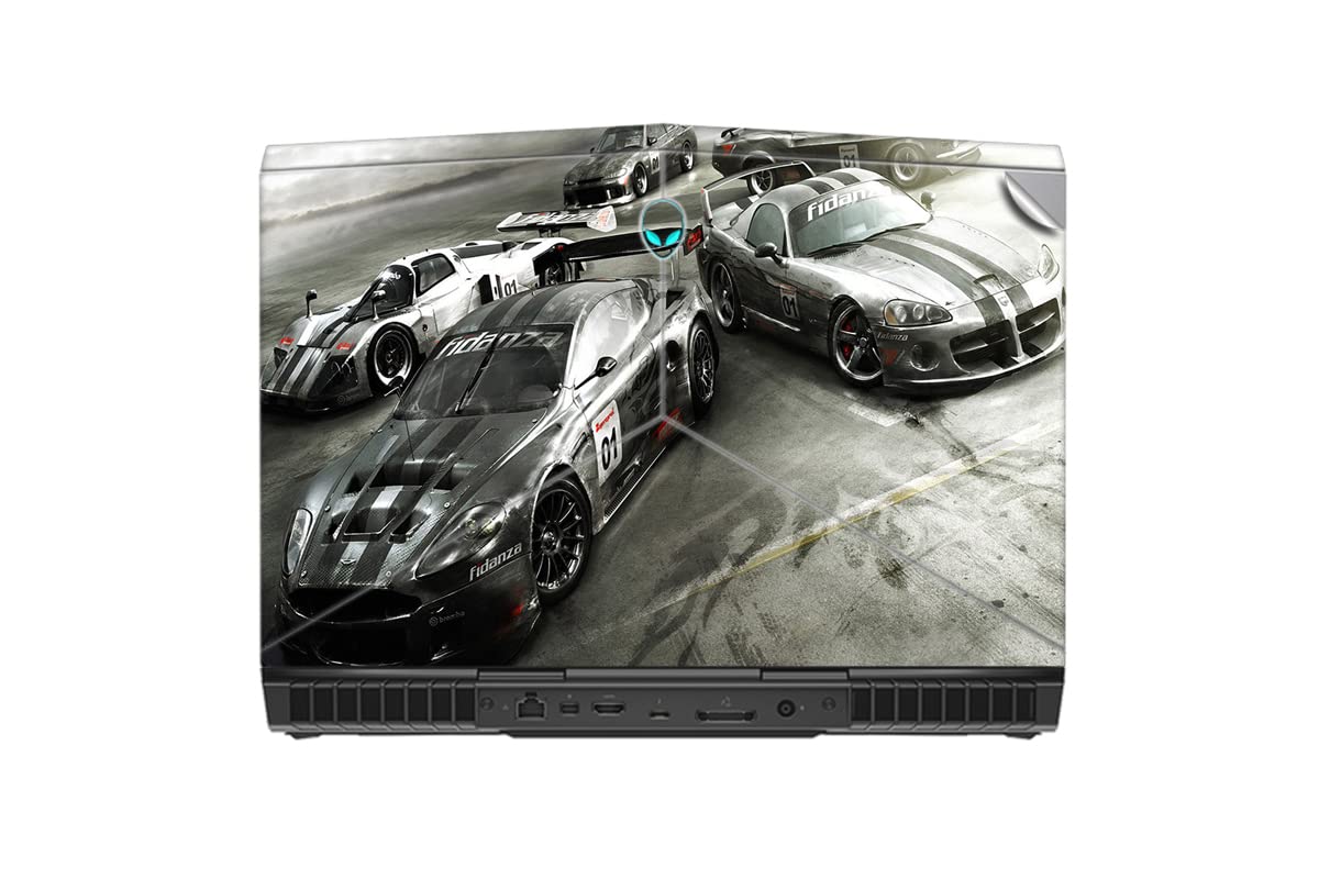 GADGETS WRAP Printed Vinyl Top Only Skin Sticker Decal for Alienware 15 R4 - Grey Team Cars