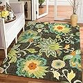 Lahome Machine Washable Floral Living Room Rugs - 5x7 Area Rugs for Bedroom Non-Slip Large Throw Kitchen Rug Soft Green Modern Dinning Room Rug Distressed Indoor Carpet for Entryway Office Room