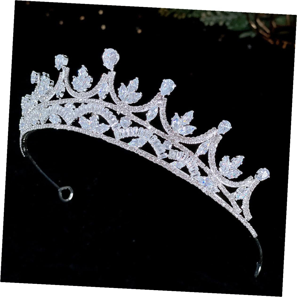 Zirkon Brautkrone Haarreif Damen Kronenstirnband Leicht Formstabil für Hochzeit Party Mädchen Haaraccessoire