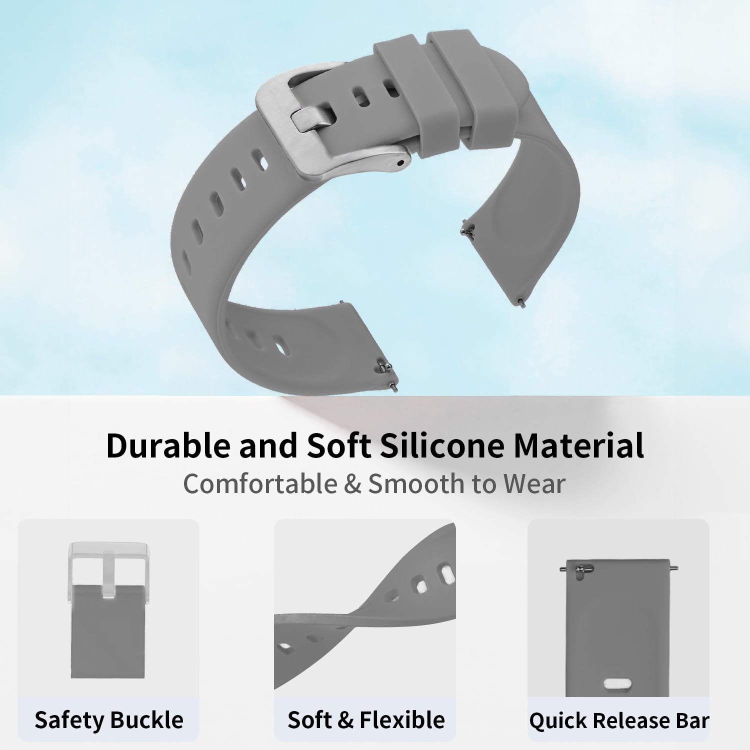 OUTPUTBT 20mm Armband Für Garmin Vivomove 3 – Quick Release Silikonarmband