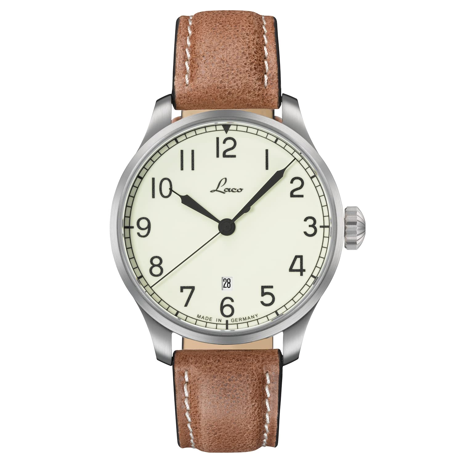 Lavo Orologio da polso da uomo Valencia, con cinturino in pelle di vitello, vetro zaffiro, meccanismo automatico, da 42 mm di diametro, orologio marino, incl. custodia, 861651.2