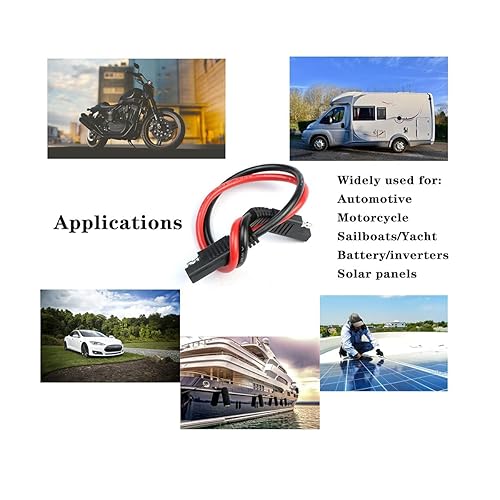 Miniatura 4 de Paquete de 5 mazos de cables polarizados de desconexión rápida de calibre 10, 2 pines, conector SAE, cable de plomo bala para motocicleta, barco,