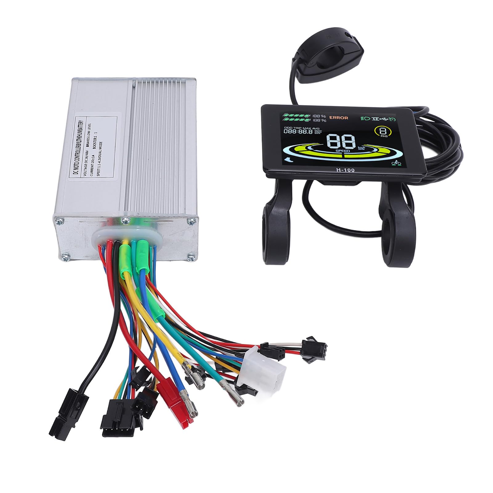 Zestaw Sterownika Silnika Elektrycznego, Kontroler Sinusoidalny z 3 Trybami do SilnikóW Bezszczotkowych 36 V 48 V 350 W 500 W z Kolorowym Ekranem LCD i obudową ze Stopu Aluminium, Idealny do