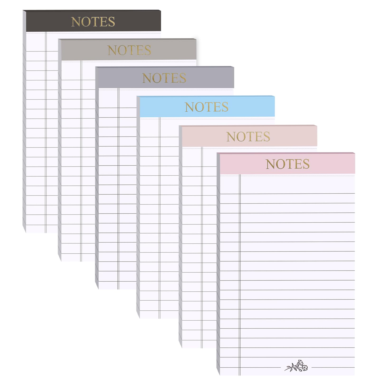 AZUREAL 6P Notepad Legal Pads 5x8 with Micro Perforated 6 Different Color Bindings Writing Pads 30 Sheets per