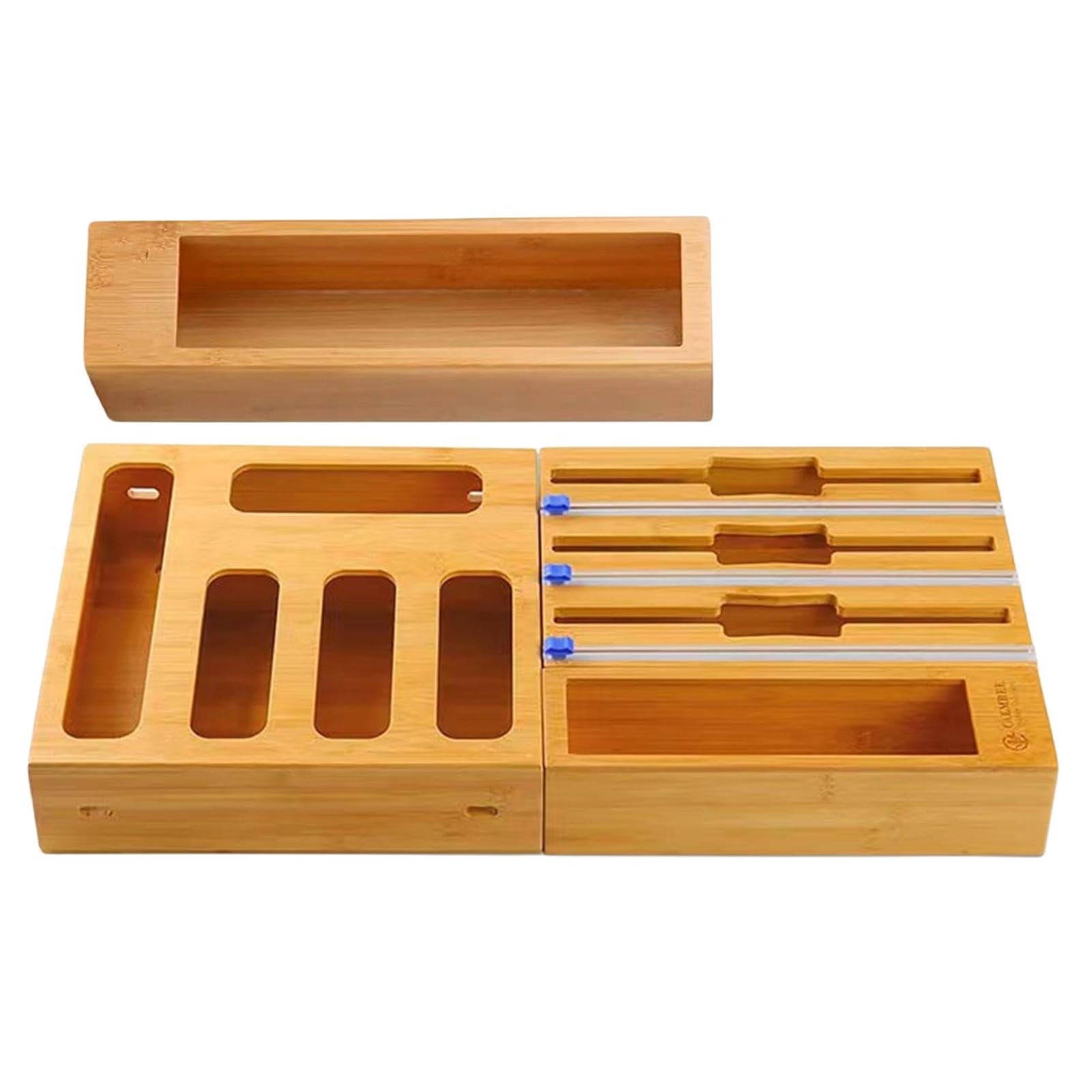 Organizzatore di fogli di alluminio, Organizer per avvolgimento, Scatola organizer per carta pergamena, Organizer per avvolgere con taglierina ed etichette, Dispenser di carta da imballaggio per | Organizer per pellicola trasparente e foglio di alluminio,