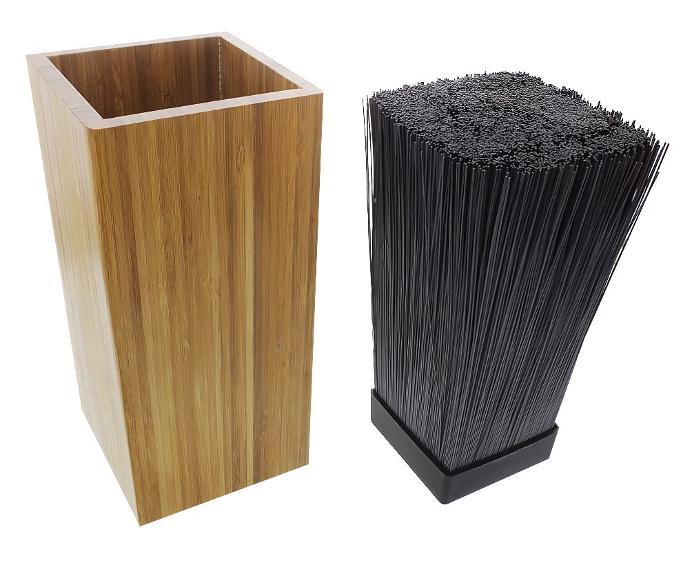Bamboo Knife Block with Bristles, Natural Wood Universal Knives Holder