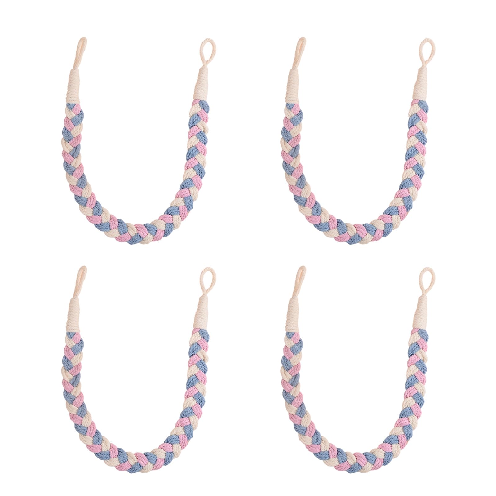 Pangboer B Edroom Curtain Drape Tiebacks Set Of 4, Raided Textile Rope Holdbacks With Wraparound Design For Living Room Panels Curtain Tie Rope Drapery Holdbacks Wraparound Panel Ties Home Decor Indoor Drape