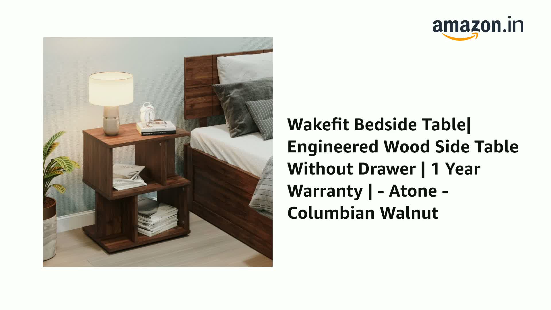 Wakefit Bedside Table| Engineered Wood Side Table Without Drawer