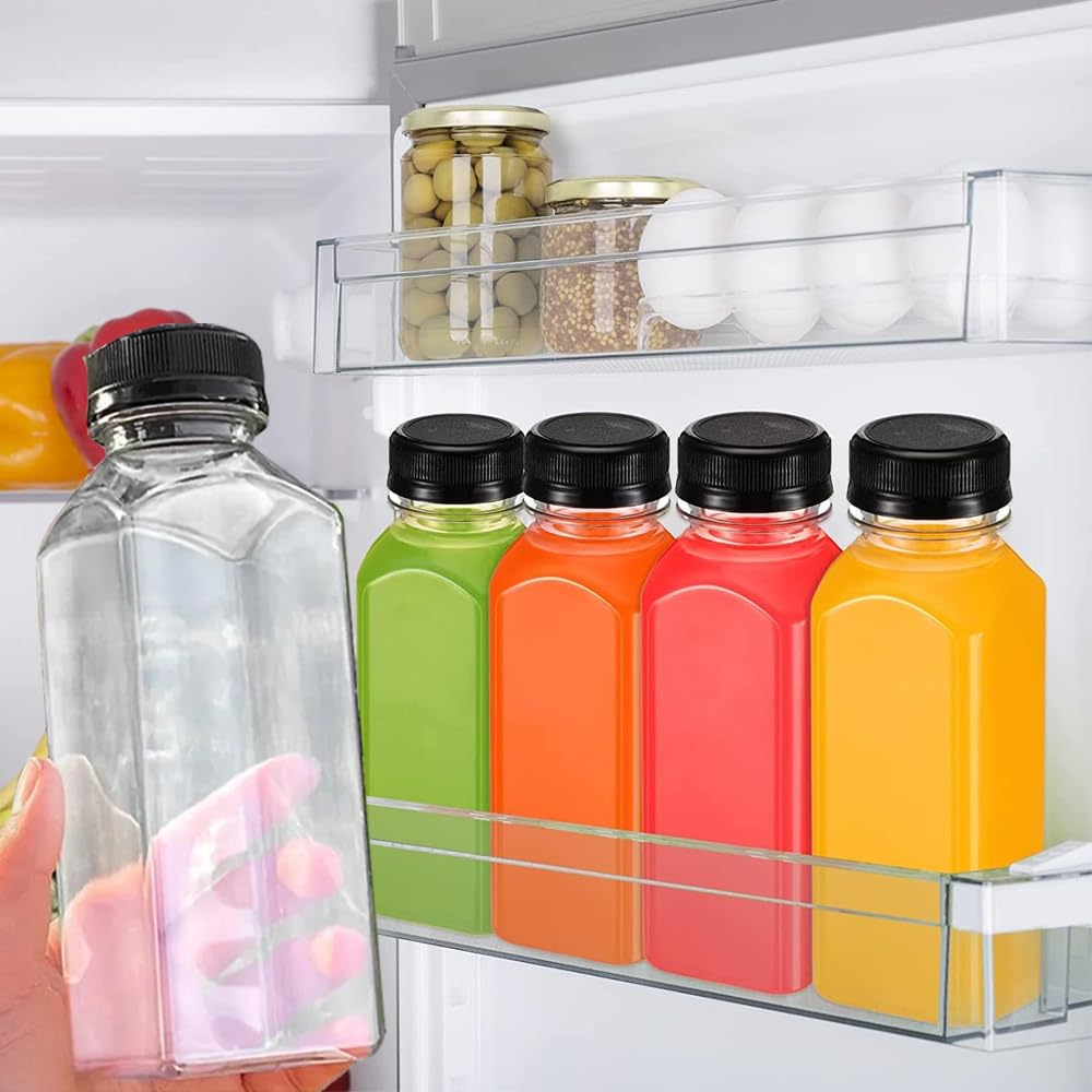 1PCS Transparent Juice Bottles with Caps Empty Clear Containers with Seal Lids for Home DIY Water Other Beverages
