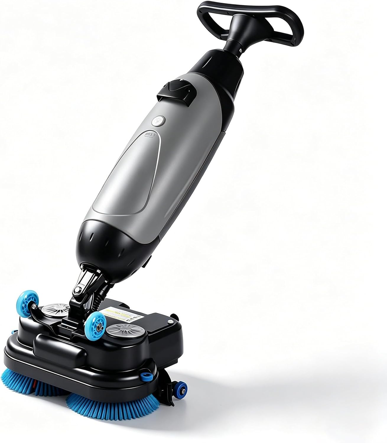 Commercial Floor Cleaning Machine, 17” Walk Behind Scrubber, Dual Brushes, 360° Swivel Head, 2-Hour Runtime, 158oz Clean / 263oz Dirty Tanks, for Supermarkets Grey