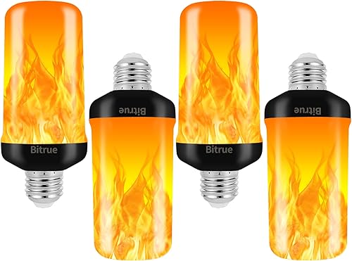 Bitrue Bombilla LED con efecto de llama, 4 modos de luz de llama, bombilla de fuego con base E26 con sensor de gravedad, bombillas parpadeantes para