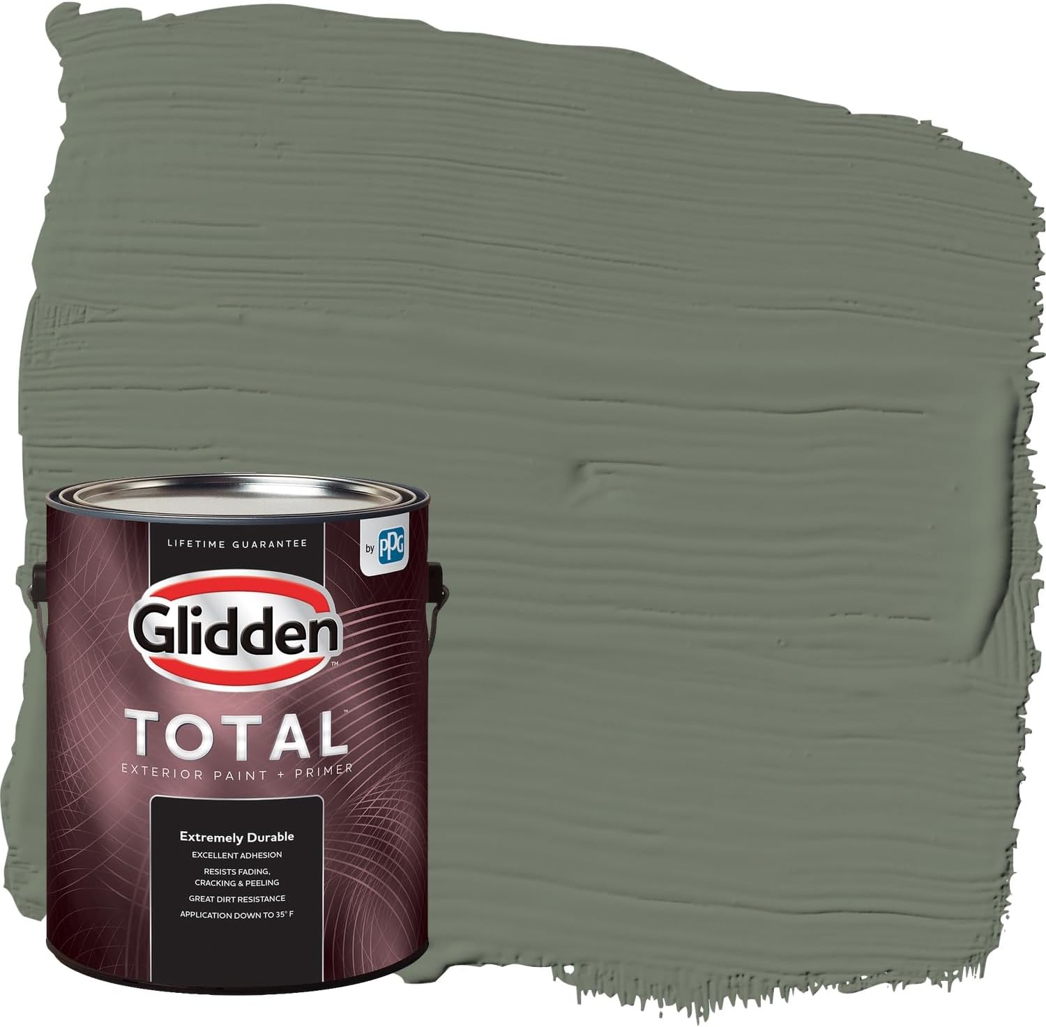 Photo 1 of Glidden Total Exterior Paint & Primer All-in-One, Thyme Green/Green, Satin, 1 Gallon