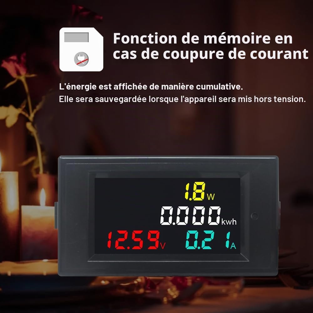 KETOTEK Numérique Voltmètre Ampèremètre DC 14-600V 20A Multimètre Amp Volt Testeur de Tension Mètre LCD Watt Metre Electrique Compteur d'énergie pour Solaire Moteur Auto