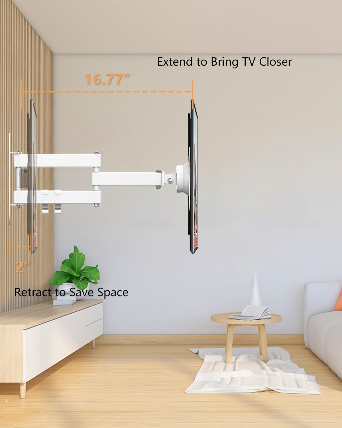 Nuyoah TV Monitor Wall Mount Rotation Swivel and Tilt Extension for Most 13-32 Inch TV Screens, TV Mount Brackets with Articulating Arms VESA 100x100mm up to 33lbs, White