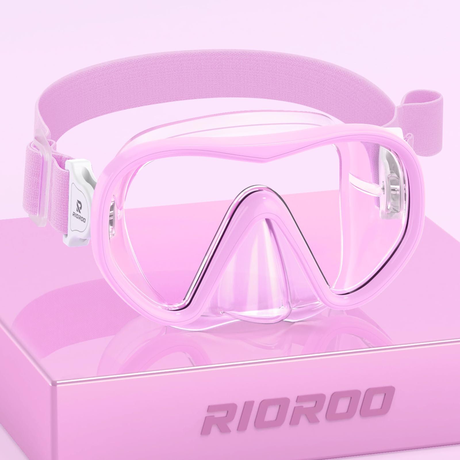 RIOROO Taucherbrille Kinder mit Stoffband, Schwimmbrille Kinder Und Elastischem Stoffband, Tauchmaske mit Nasenabdeckung 180°Panorama HD Anti Nebel Anti-Leck für Kinder 4-16 Jahre