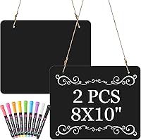 MotiMind 2-Pack 8x10 Acrylic Chalkboard Hanging Signs with 9 Color Chalk Markers - Dust-Free for Weddings, Kitchen, Home Decor