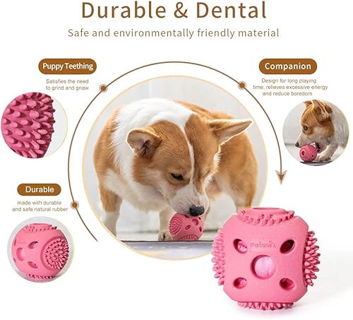 Miniatura 2 de PETSLA Pelotas chirriantes duraderas para perros pequeños y cachorros, bolas de goma para masticadores moderados, jugar a buscar y promover la salud