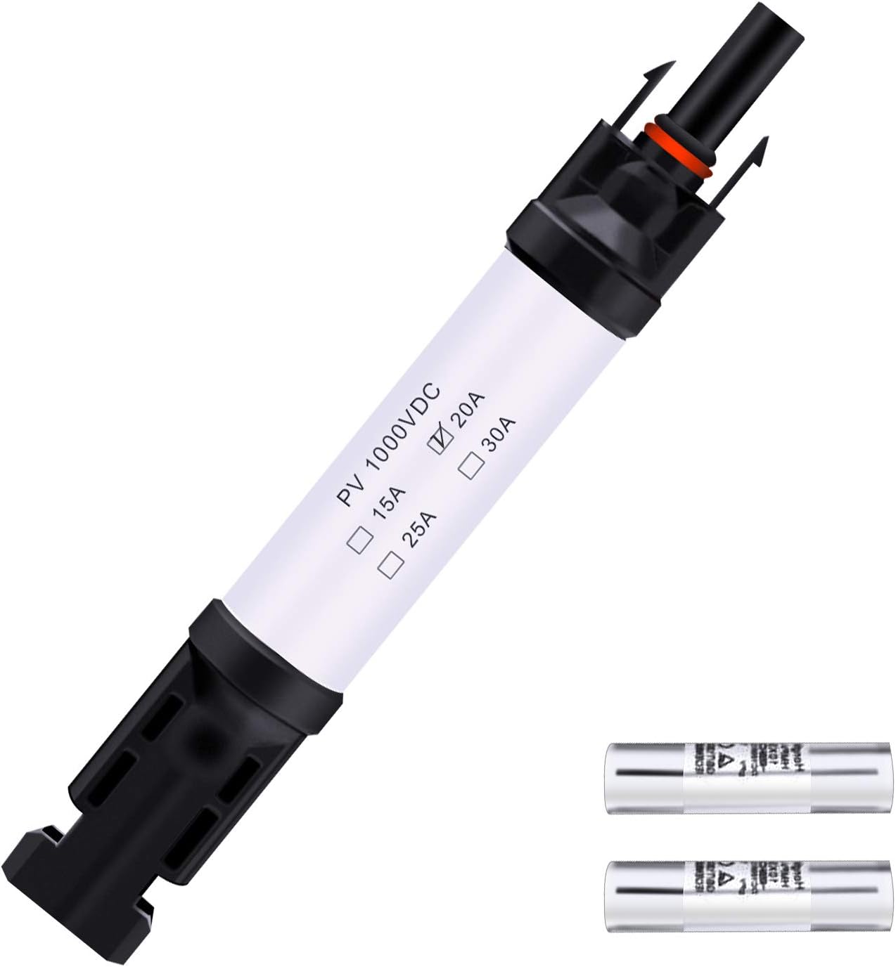 20A in-line Solar Fuse Holder Connector IP68 Waterproof 1000V Solar Fuse Holder 20A Male and Female Connector Waterproof in-Line Solar Fuse Holder (2 fuses + 1 Fuse Holder) (20A 1PC)