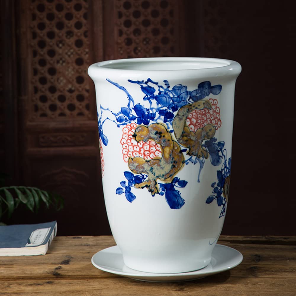 DFGHNBVC Jingdezhen Ceramic Planter Chinoiserie 15.7 X 11.8 Inch Blue And White Planter Ceramic Flower Pots Decorative With Drainage Hole,G
