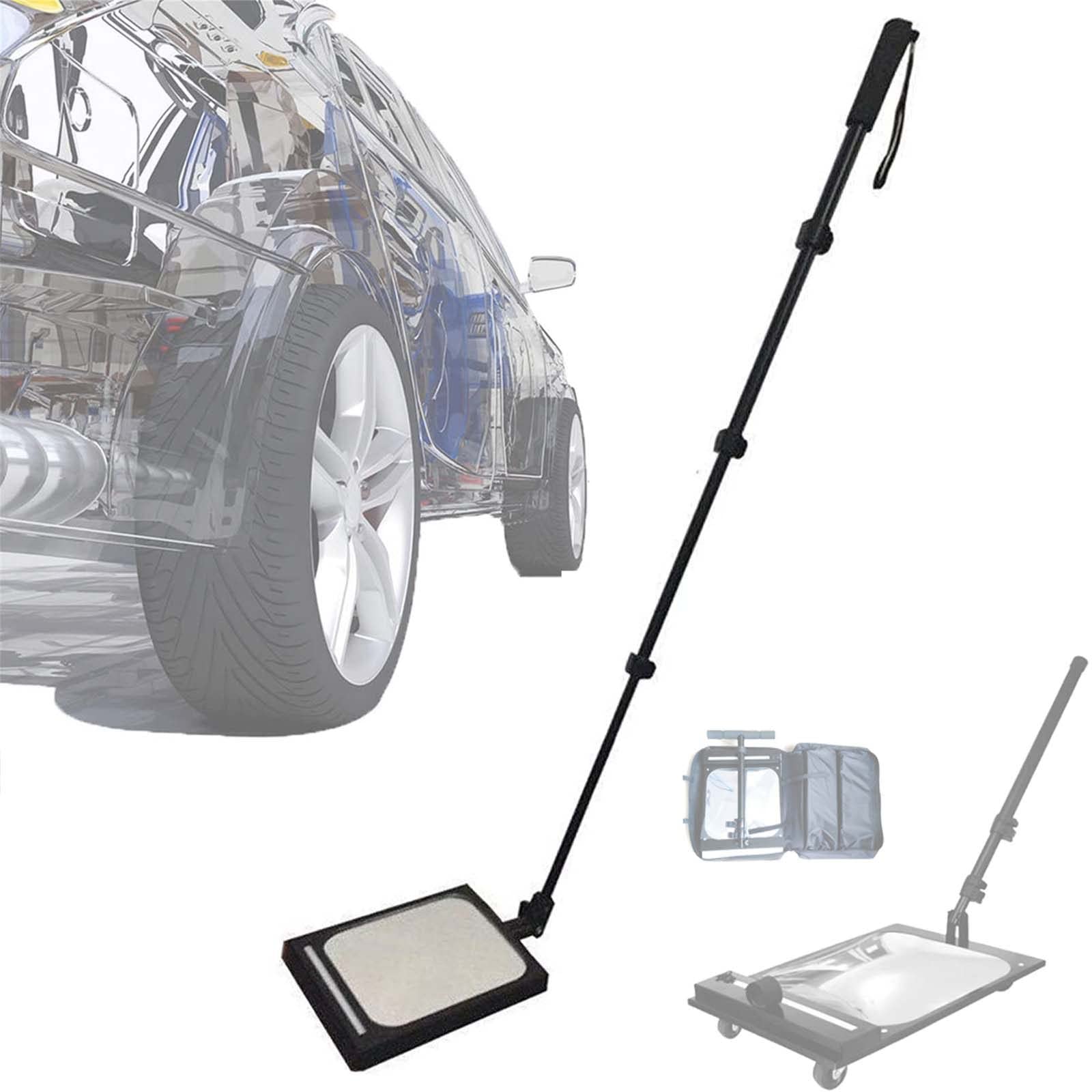 YNIYUJKL 17×20 Cm Under Vehicle Inspection Mirror With Led Light, 36~120Cm Adjustable Rod Telescopic Convex Mirrors For Car Workshops, Mechanics, Inspectors