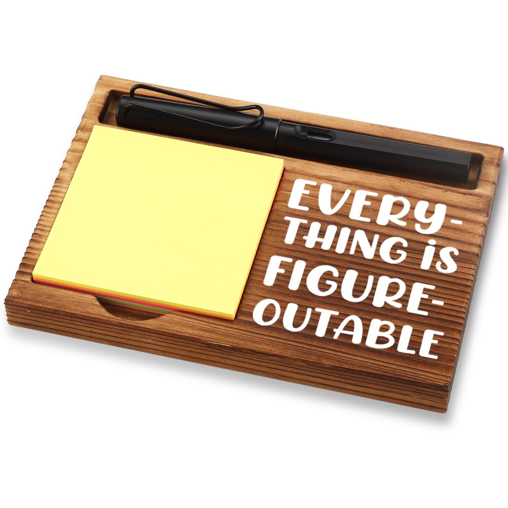 FOUGSTA Funny Office Gifts for Coworker, Gag Office Gifts for Coworker, Funny Office Decor Gifts for Coworker,Wooden Notepad Pen Holder With Funny Quotes,16.5 x 12 x 1.5 cm,XXN11