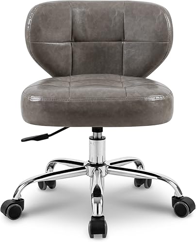 Paddie Taburete de pedicura para tecnología de uñas, taburete hidráulico de spa, soporte de espalda, silla giratoria ajustable de altura corta,