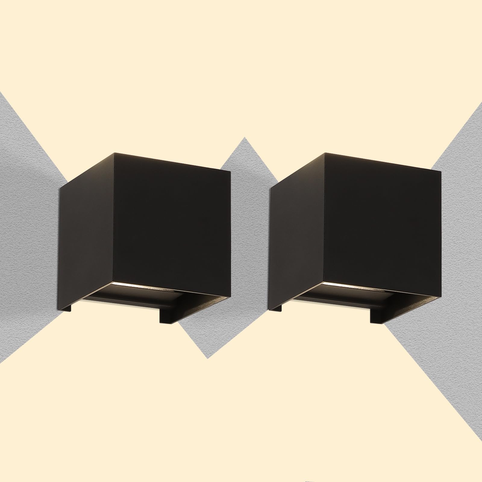 LED Wandleuchten Innen/Außen, 850LM IP65 4000K Warmweiß Außenlampe Außenleuchte - Auf/Ab Einstellbarer Lichtstrahl, Aluminium Druckguss Mattschwarz [2 Stück]
