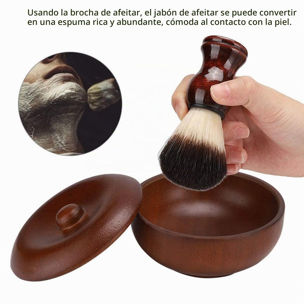 Agatige Brocha De Afeitar De 2 Piezas Y Tazón, 2 En 1 Kit De Afeitar De Madera Kit De Jabón De Afeitar Brocha De Afeitar Tazón De Jabón De Afeitar Para Hombres