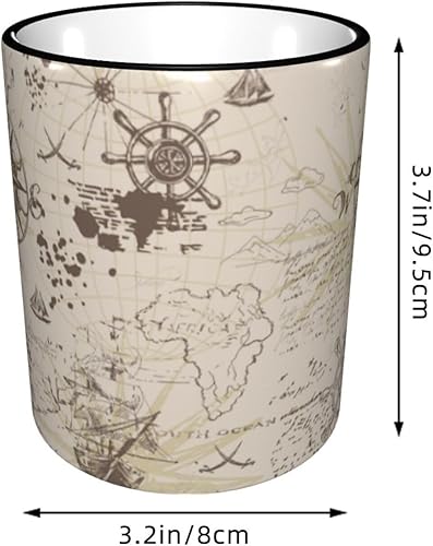 Miniatura 2 de Nautical Sailboat Vintage Compass Coffee Mug Coffee Cups Ceramic with Handle,Tea Cups Mug tazas para cafe Drinking Cups Gifts for Women Men,Unique