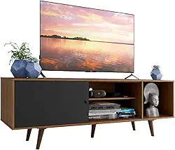 Rack Madesa Dubai para TV até 65 Polegadas com Pés - Rustic/Preto/Rustic