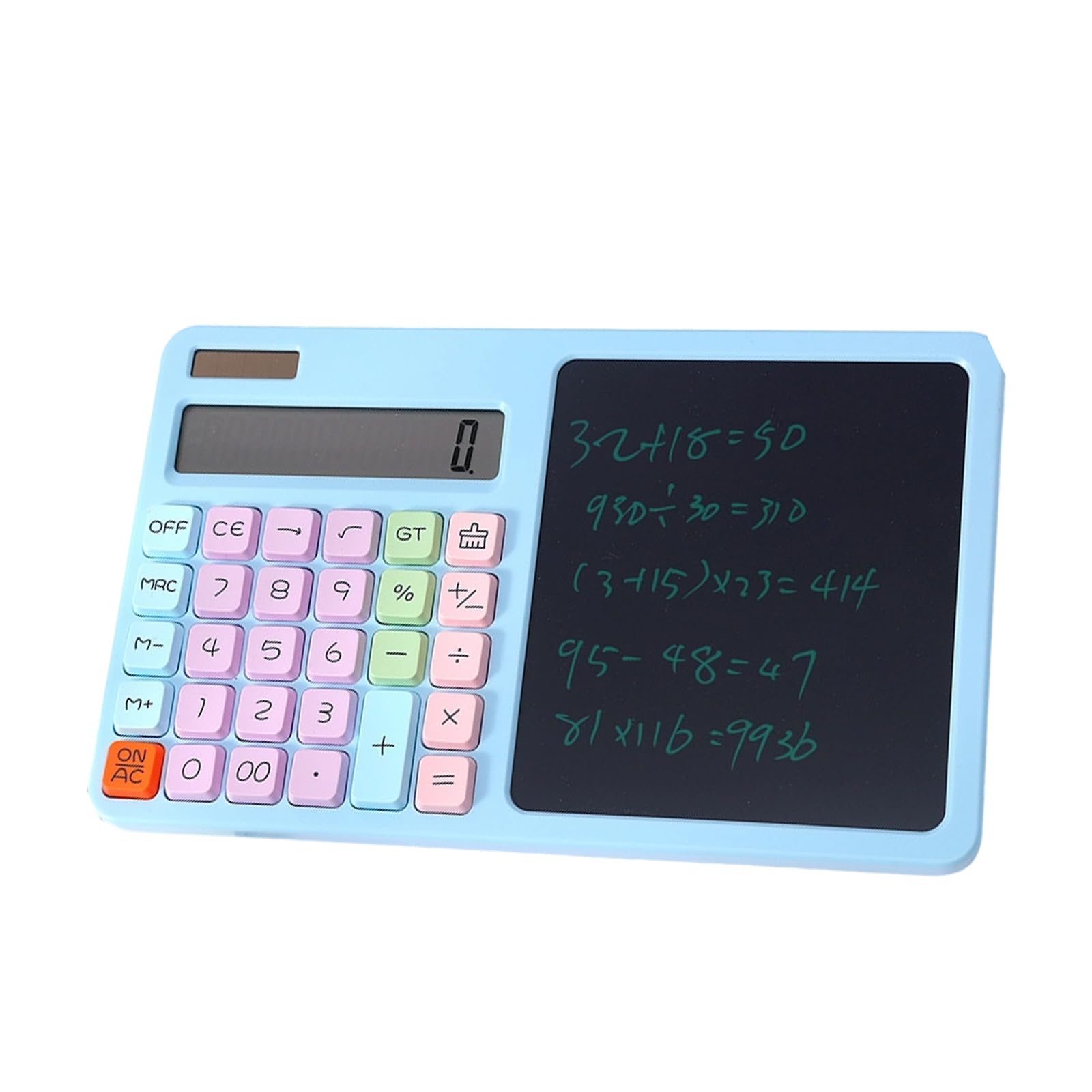 Buxuaaaa 12 Digit Solar Calculator Large Screen Display Power Business Finance Accounting Calculator with Writing Board Portable Solar for Student