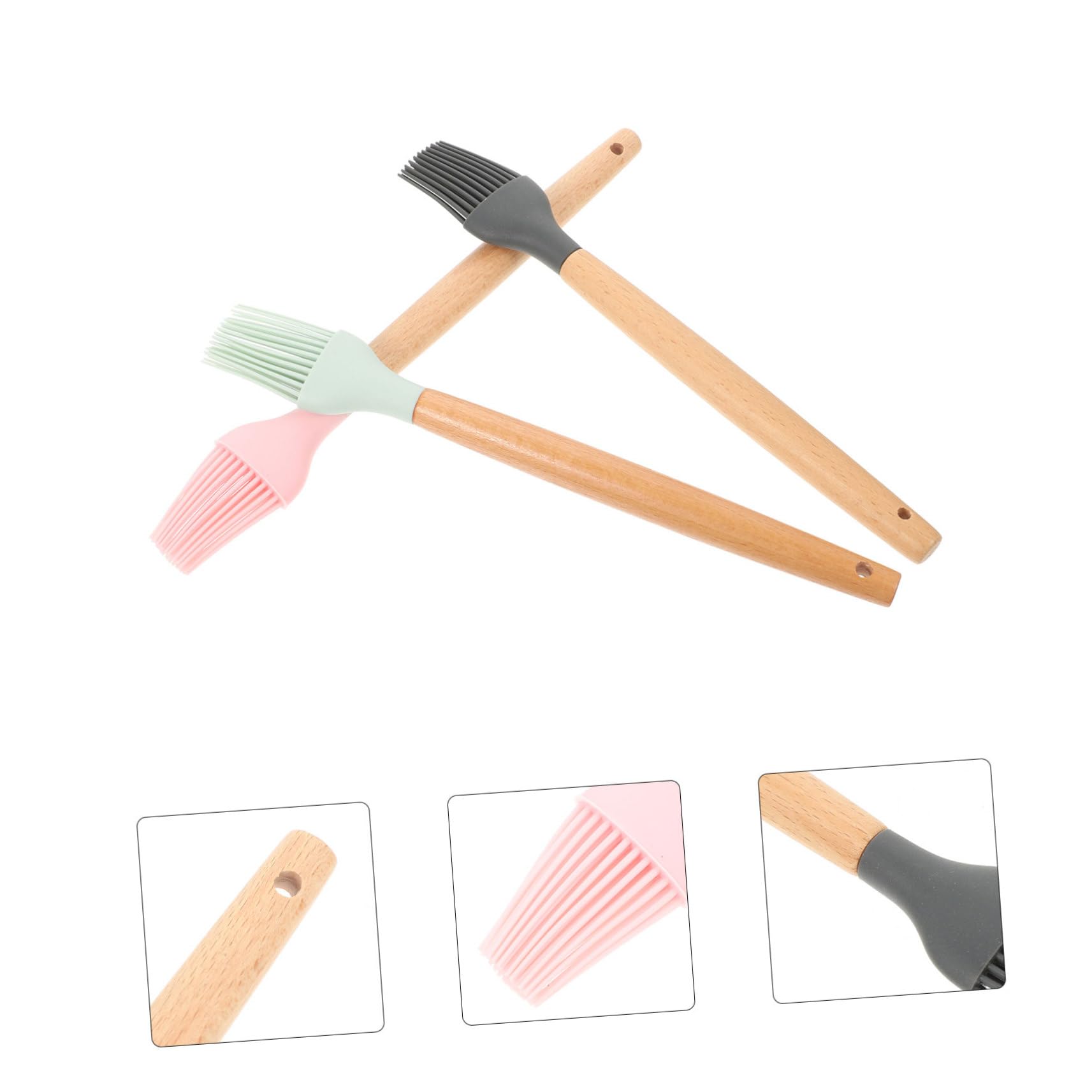 VANZACK 3pcs Silicone Basting Brush Kitchen Utensil for Cooking Barbecue for Meats Pastries and Sauces Deep Grey and Colors with Convenient Storage