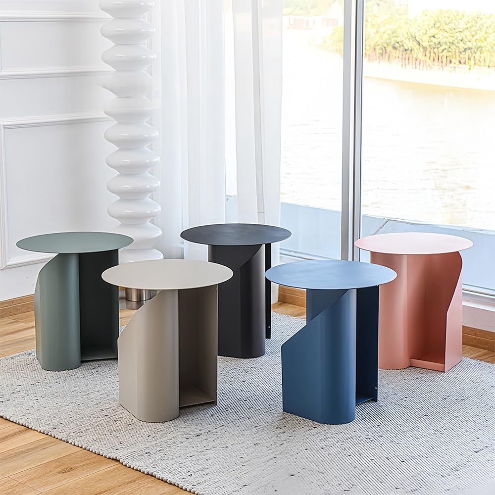 Metal Round Side Table, Creative Mini Coffee Table with Open Storage, Versatile Decorative Table for Bedroom, Living Room, Study, Office, and Guest Room(White)