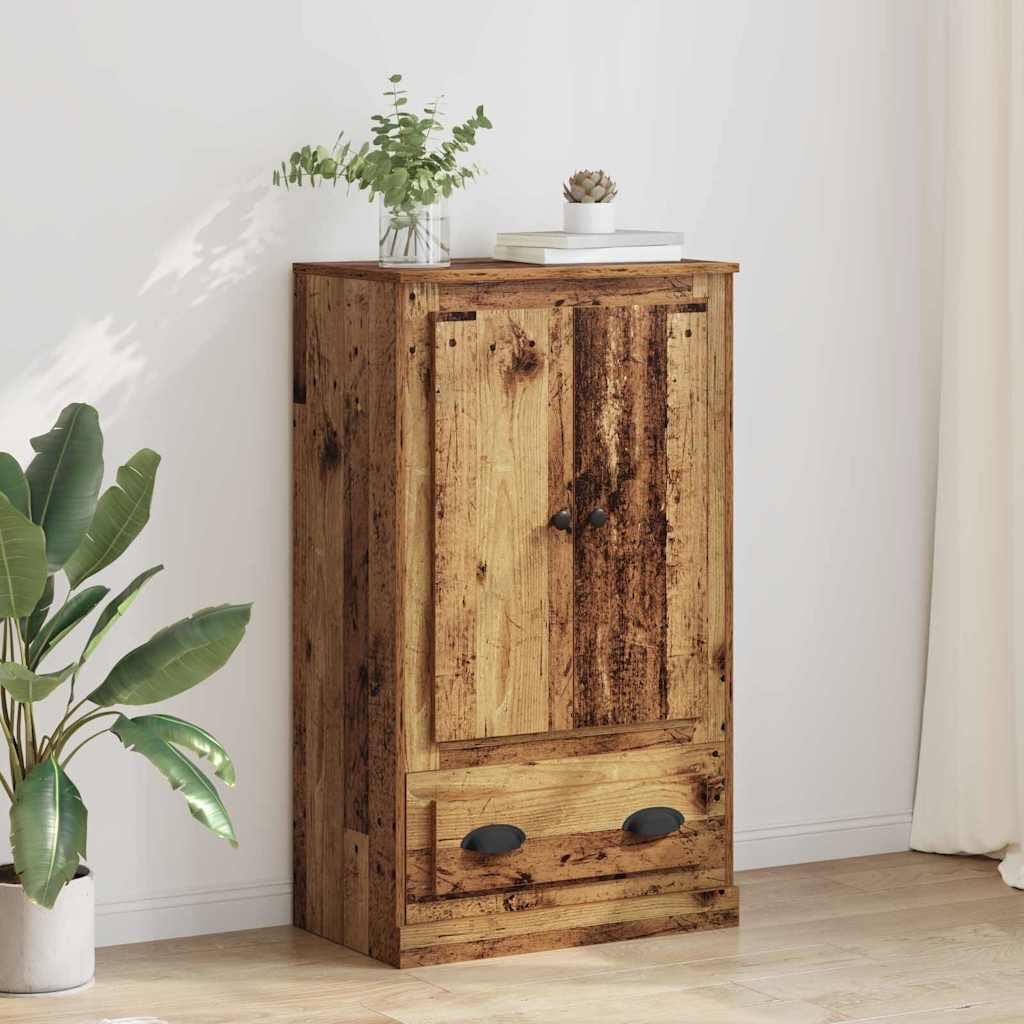 Highboard Meuble haut en bois vieilli 60 x 35,5 x 103,5 cm avec tiroir et portes, commode moderne pour salon, chambre à coucher, couloir, avec espace de rangement et étagère pour l'ordre
