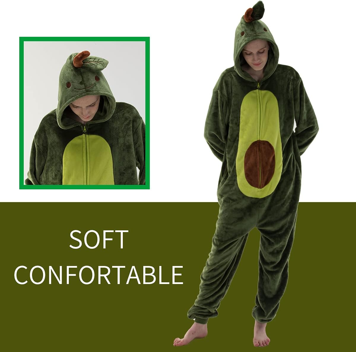 Snug Fit Unisex Adult Onesie Pajamas, Flannel Cosplay Animal One Piece Halloween Costume Sleepwear Homewear - Image 3