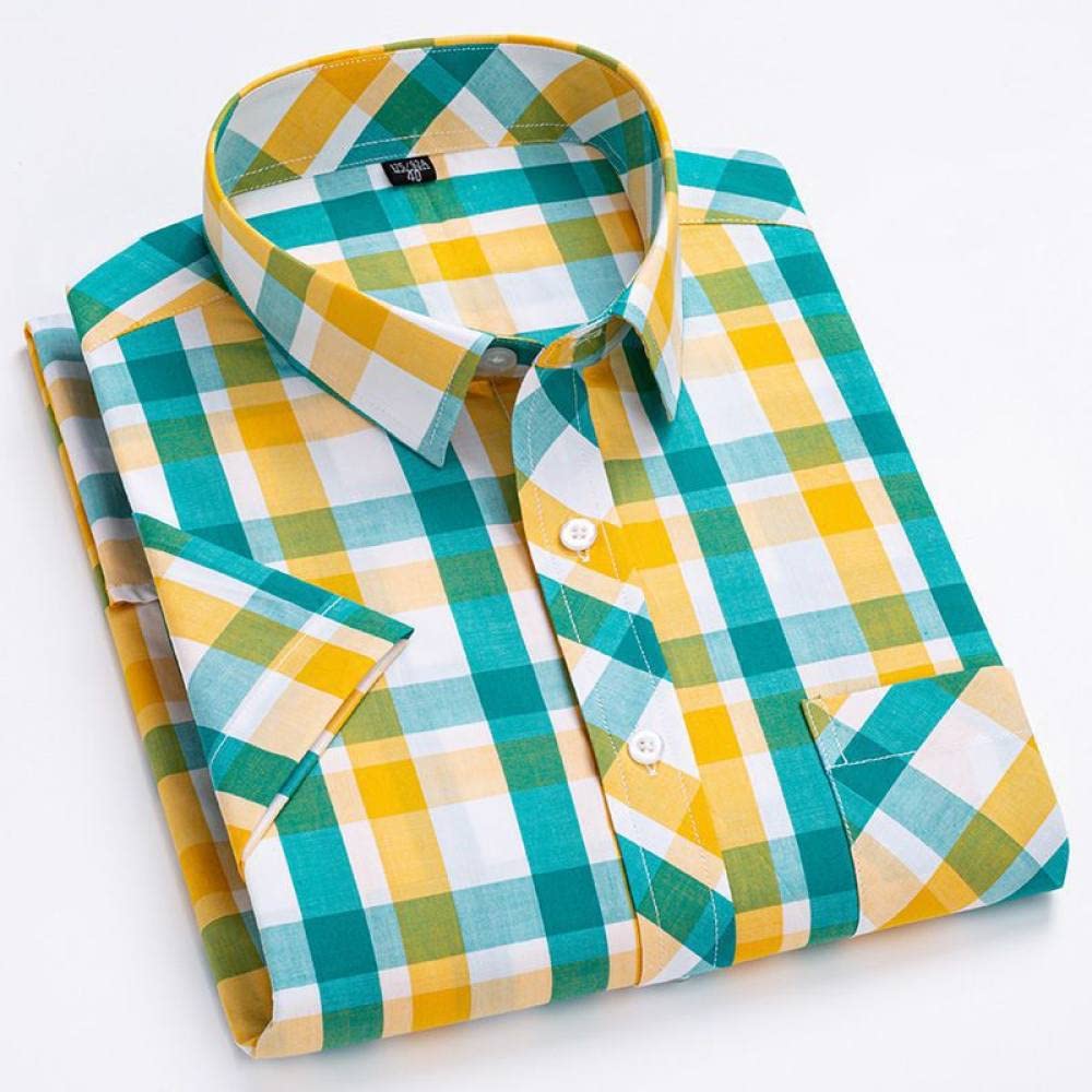 Camisa De Algodón De Los Hombres, Camisa Casual De Manga Larga Para Hombre, Camisas De Algodón A Cuadros De Franela Para Hombre Camisas Casuales Elegantes De Manga Larga Con Bolsillo En El Pecho A
