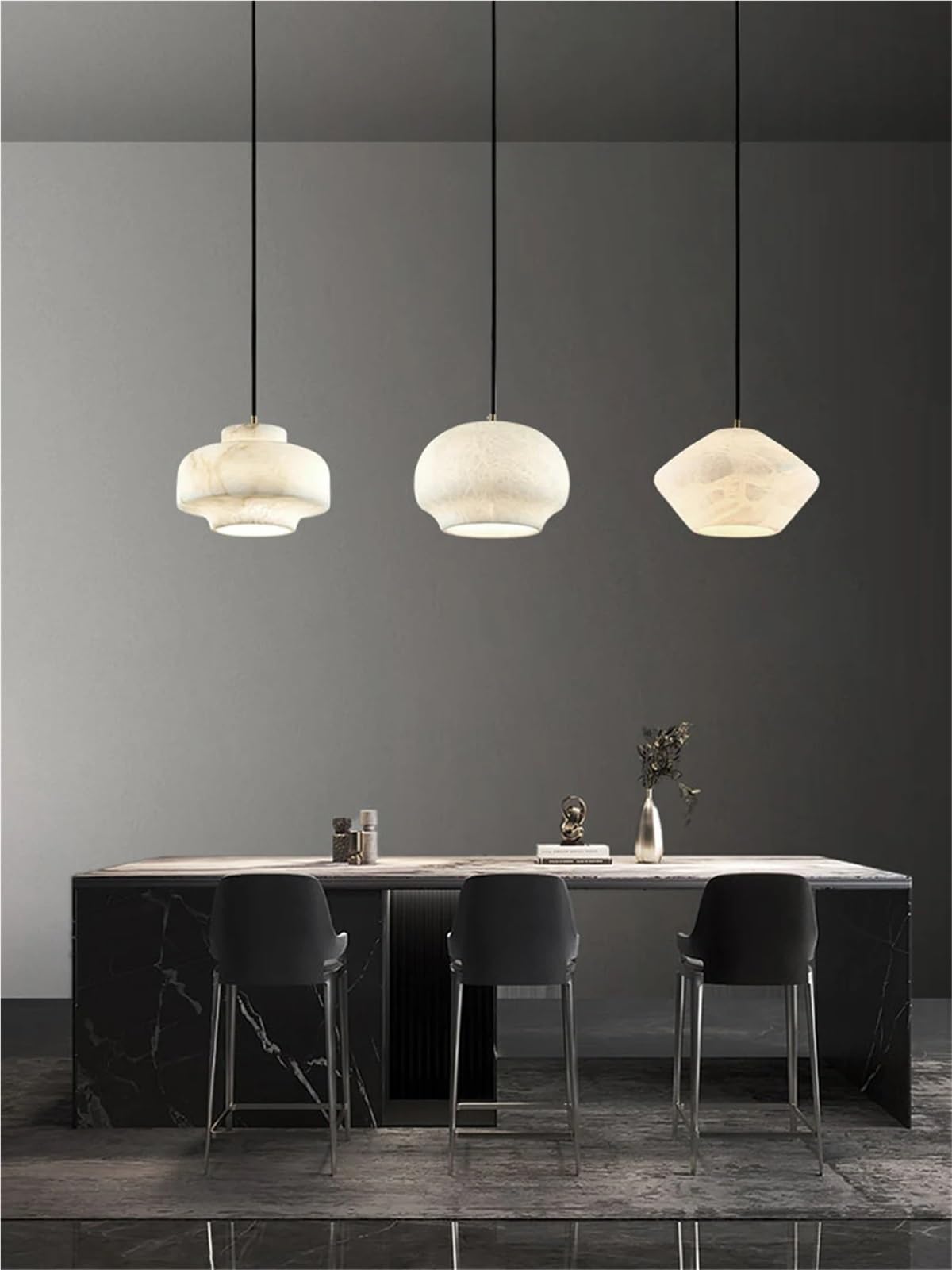LXMQEF Collezione Art Déco in Marmo Naturale Lampadario a LED Illuminazione Lampada a Sospensione Lampada a Sospensione Lampen per Soggiorno, Isola