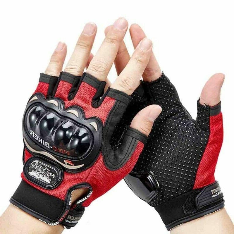CREEKNEST Half Finger Motorcycle Riding Gloves for Men & Women, Hard Knuckle Tactical Protection, Breathable Anti-Slip Biker Gloves for Cycling, Driving & Outdoor Sports-XL-Red- 1 Pair-image-12