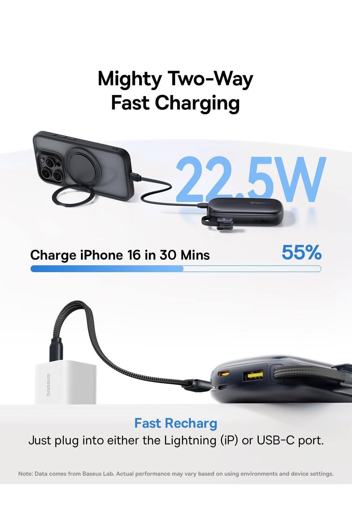 Baseus EnerFill FC21 QPow3 Ultra - Batería externa con pantalla digital (20.000 mAh, 22,5 W), color negro