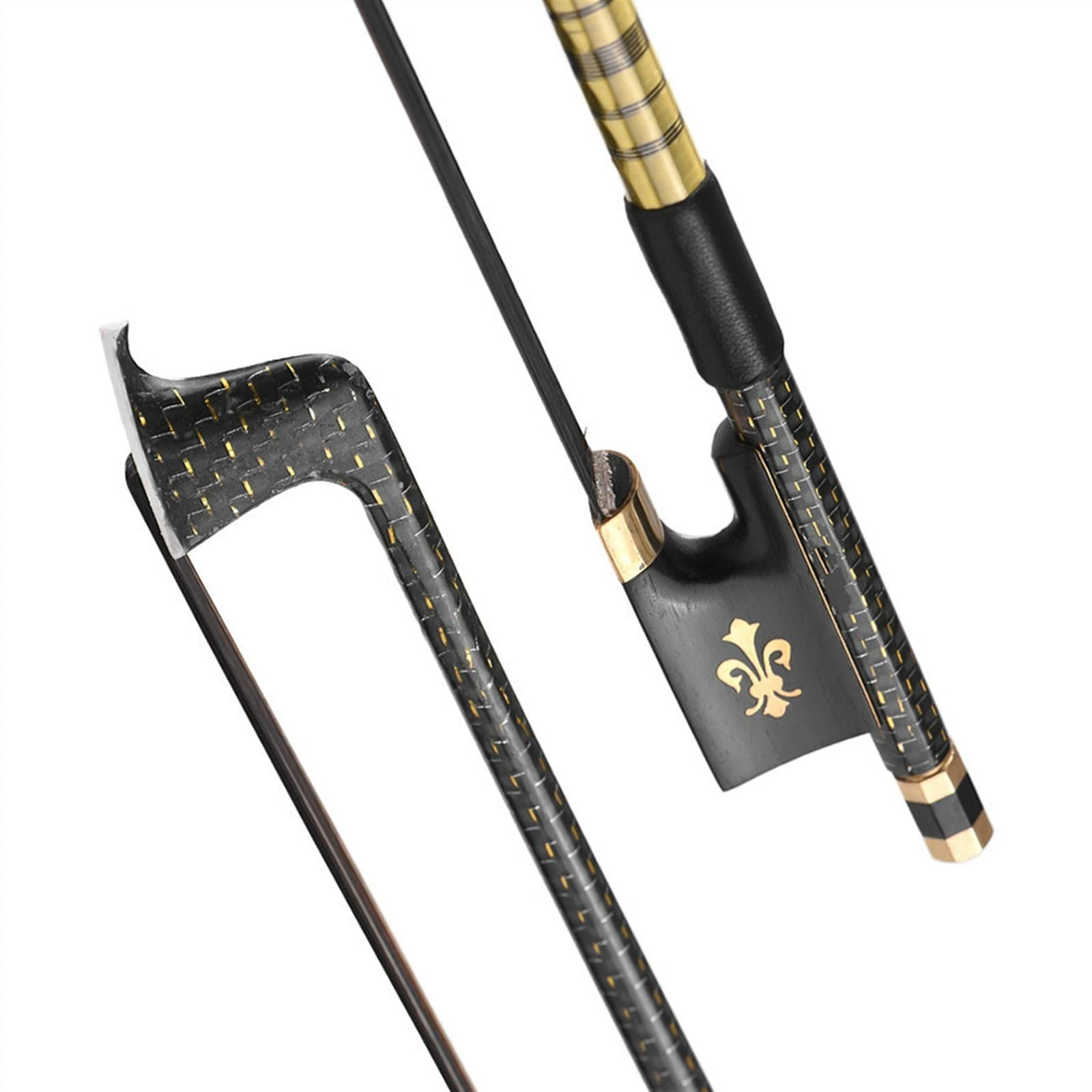 Bogen für Violine 4/4 Violine Geige Bogen Golden Geflochtene Kohlefaser Rundstab Ebenholz Frosch Mongolei Schwarzes Rosshaar