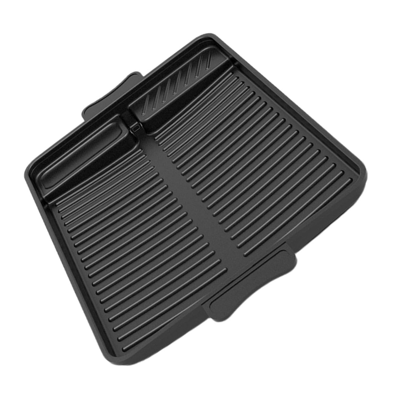Padella Grill Rettangolare Coreana in Alluminio Nero, Grande | Uso per Barbecue All’aperto e Grigliate in Casa, Stile Coreano, Superficie Ampia, Formato Portatile