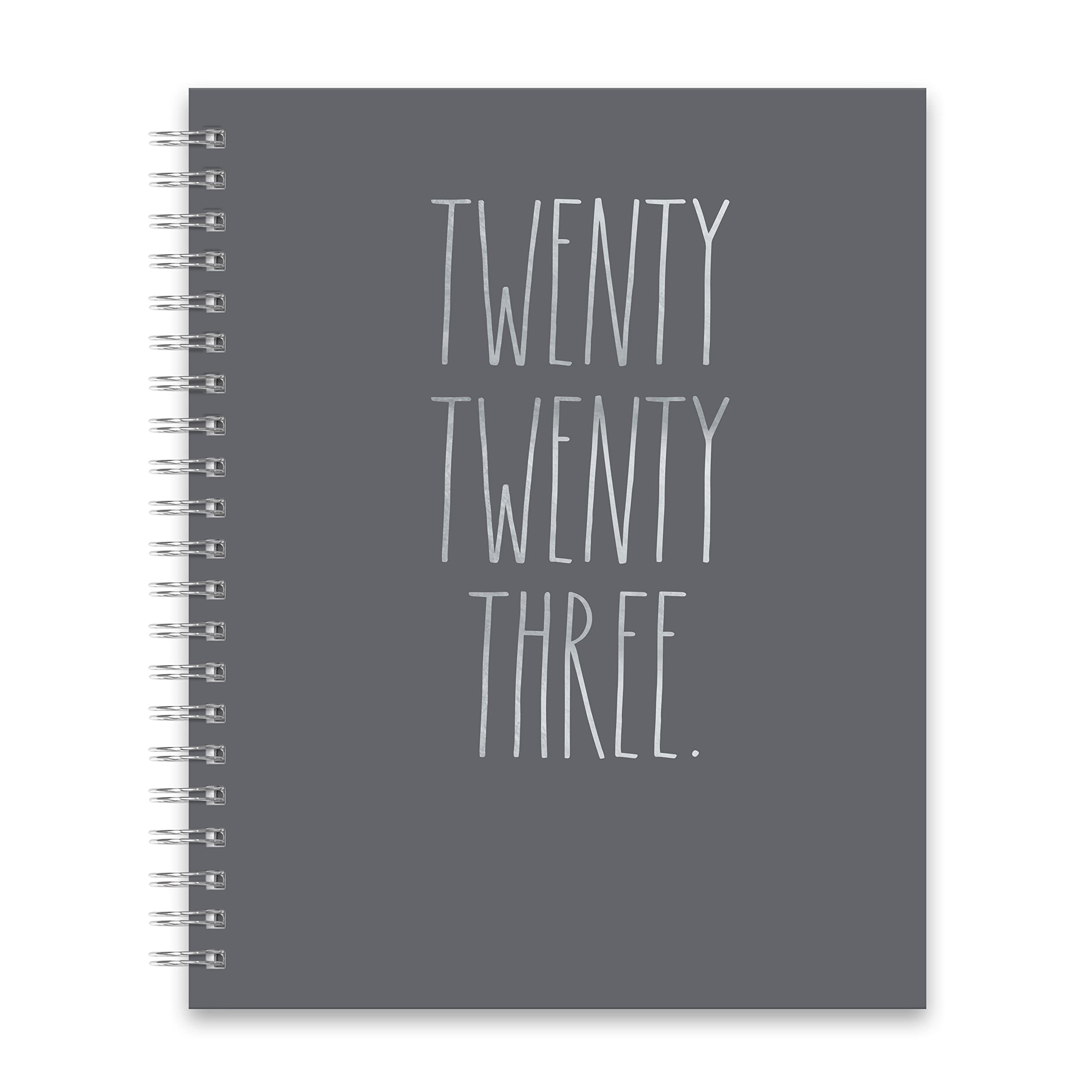 Rae Dunn 2022-2023 Spiral Weekly Planner - Extra-Large 17-Month Hardcover Calendar & Planner - Monthly & Bi-Weekly Views - Silver