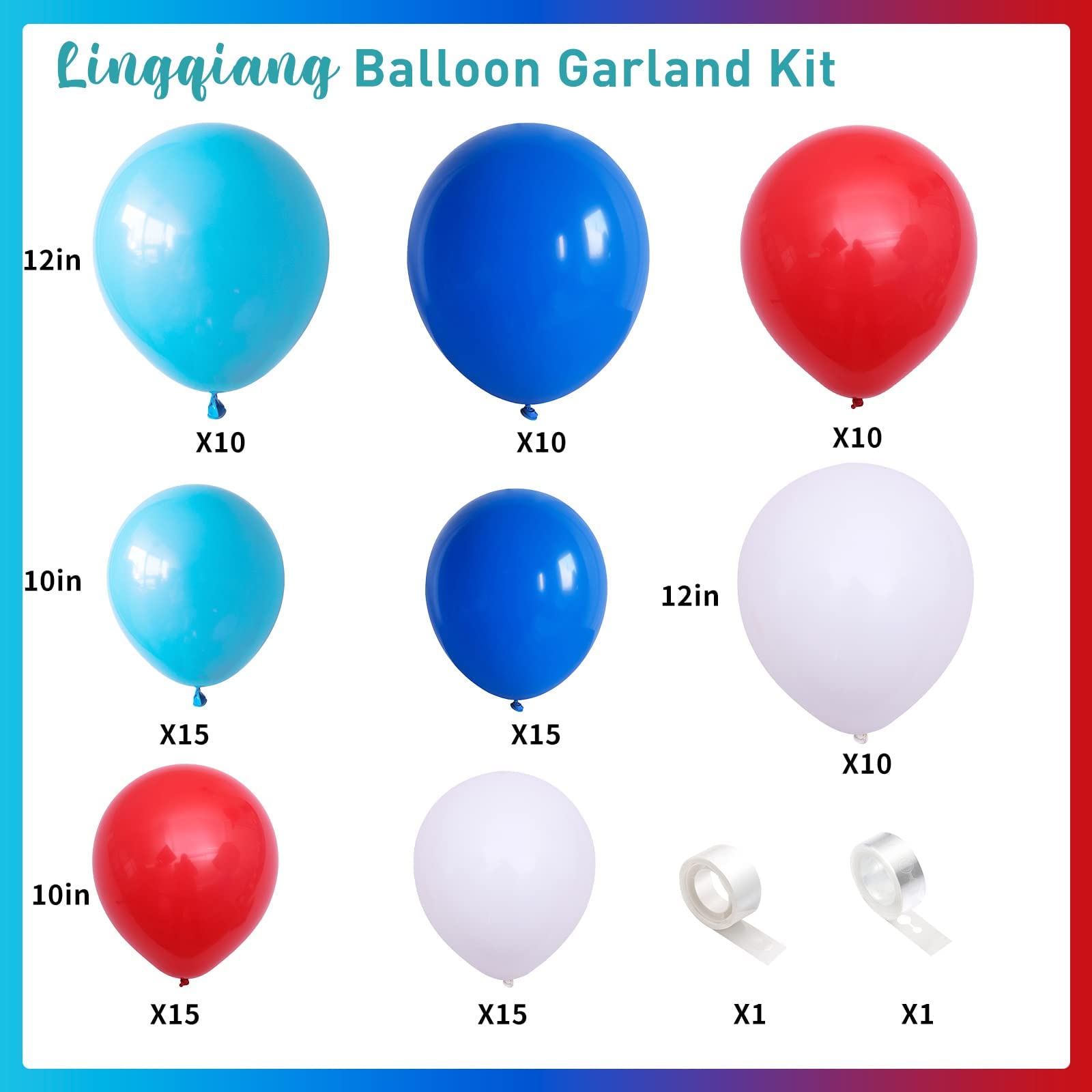 Balloon Arch Garland Kit, Red White and Blue 102 Pcs Patriotic 4th of July Latex Balloon Garland Arch Royal Blue Balloon for Boys Men Baseball Birthday Baby Shower Nautical Labor Day Party Decorations