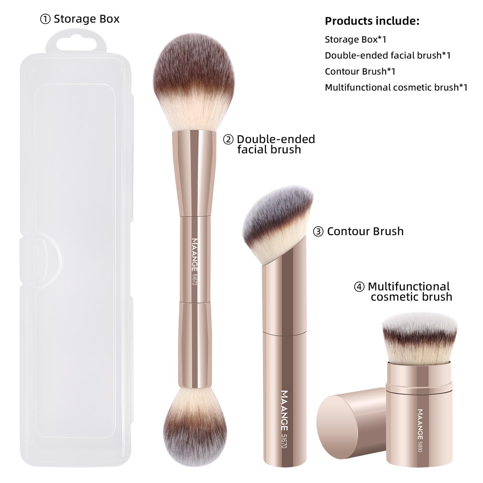Amazon.com: MAANGE 3 PCS Foundation Makeup Brush Set, Double-ended