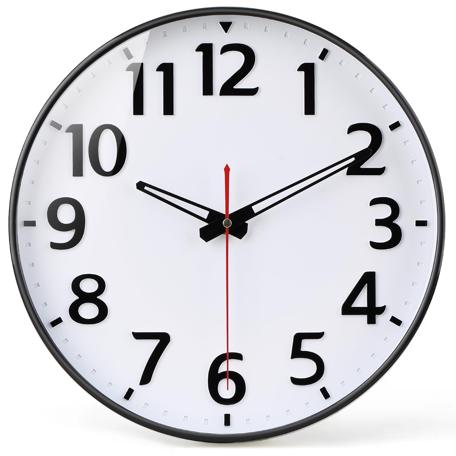 EMITDOOGWall Clock 12 Inch 3D Large Number Battery Operated Silent Non-Ticking Wall Clock Modern Quartz Design Decorative Indoor Bedroom Kitchen Office Classroom White