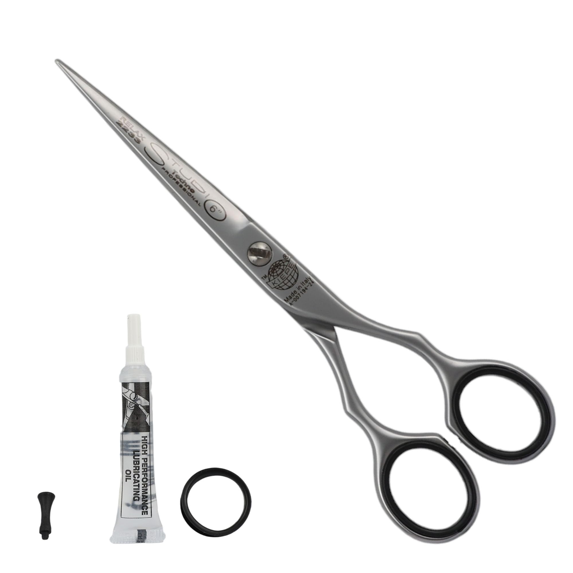 Kiepe 2233 Studio Techno Relax Tijera profesional de corte 6 pulgadas – Tijera ergonómica de acero inoxidable para un corte preciso y suave, Made in Italy